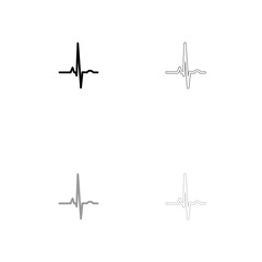 Heart rhythm ekg black and grey set icon .