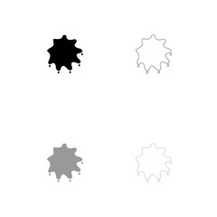 Abstract ink blot black and grey set icon .
