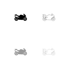 Motorcycle black and grey set icon .