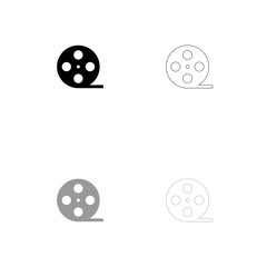 Film strip black and grey set icon .