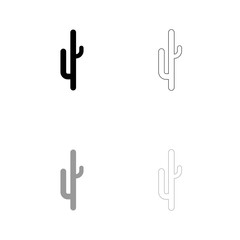 Cactus black and grey set icon .