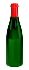 Green Champagne Wine  Bottle Packaging with Red Cap Mockup   for Design Project - Mock Up 3D illustration Isolate on White Background
