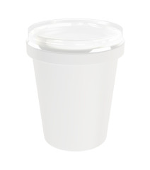 Sour Cream  Cup Tub Container with Transparent Cover Mockup for Design Project - Mock Up 3D illustration Isolate on White Background

