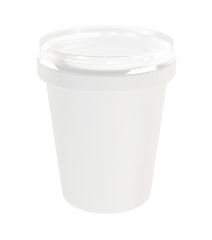 Sour Cream  Cup Tub Container with Transparent Cover Mockup for Design Project - Mock Up 3D illustration Isolate on White Background
