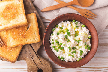 Goat cream cheese with green onions, dip sauce