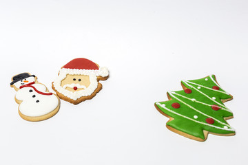 Christmas cookies on wooden table. Isolated