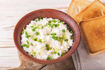 Goat cream cheese with green onions, dip sauce