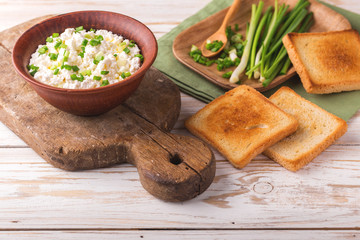 Goat cream cheese with green onions, dip sauce