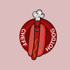 Hotdog mascot logo. Hotdog vector illustration.