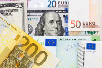 Euro banknotes background.