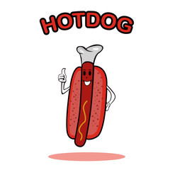 Hotdog mascot logo. Hotdog vector illustration.