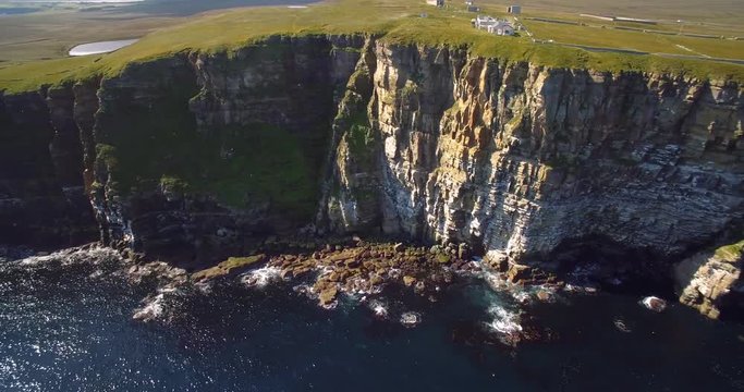 Aerial, Dunnet Head Coastline, Scotland - Graded Version