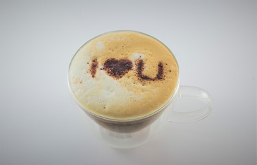 Coffee with i love you message in chocolate