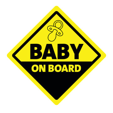 Baby on board yellow and black sign 