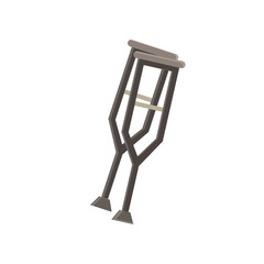 Crutches icon. Vector illustration of pair wooden medical walking sticks for rehabilitation of broken leg.