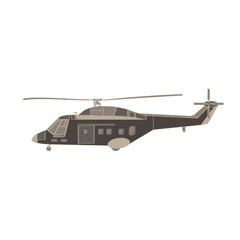 Vector helicopter flat icon illustration. Isolated transport design, aviation, aircraft, air propeller, fly. Vehicle travel copter plane sky chopper military silhouette tourism commercial airline trip