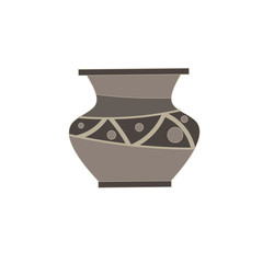 Vector vase flat icon isolated. For flower front view illustration. Ceramic classic clay design ancient antique