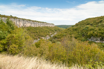 view over emen emenski canyon, bulgaria, built by river negovanska 