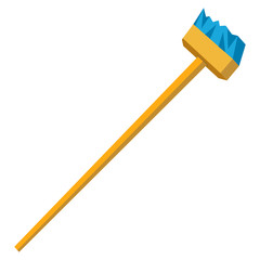 Vector funny cartoon illustration of mop and broom isolated. Cleaning flat symbols