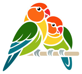 Naklejka premium Stylized Lovebirds