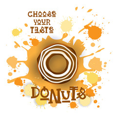 Donut Colorful Dessert Icon Choose Your Taste Cafe Poster Vector Illustration