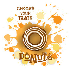 Obraz premium Donut Colorful Dessert Icon Choose Your Taste Cafe Poster Vector Illustration