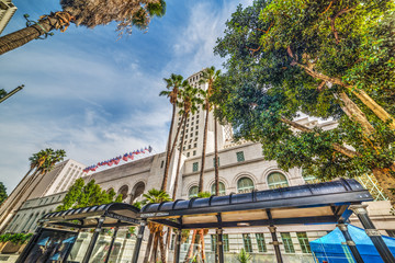 Fototapeta premium Bus stop by Los Angeles City Hall