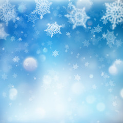 Abstract bokeh glitter lights on blue background. EPS 10 vector