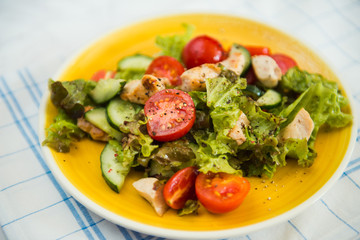 fresh vegetable salad chicken grilled