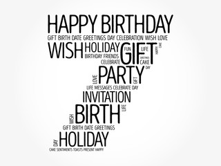 Happy 7th birthday word cloud collage concept