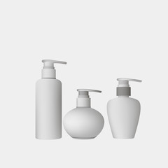 Cosmetic bottle realistic vector template cream clear collection design gel