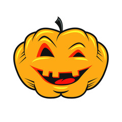 colored illustration of a winking pumpkin for halloween