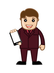 Happy Employee Showing Mobile Phone