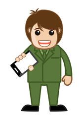 Happy Man Showing Mobile Phone