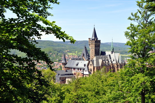 Blick vom Agnesberg auf das Schloss Wernigerode (Harz)