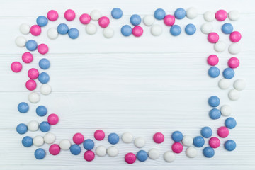 Frame from colorful mint candies