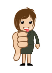 Happy Businesswoman Showing Thumb Down