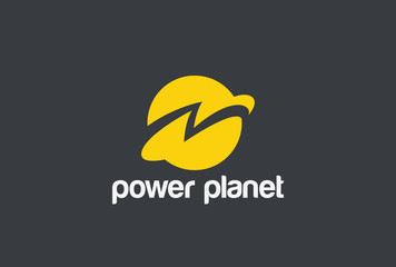 Energy Power Planet Flash Thunderbolt Logo vector. Global planet
