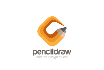 Pencil Logo design vector template Square Rhombus shape