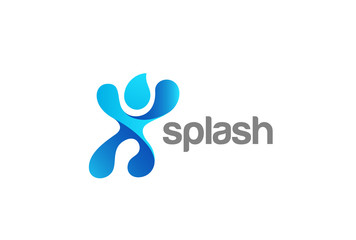 Splash Liquid Water Aqua Man Logo vector. Funny Character icon