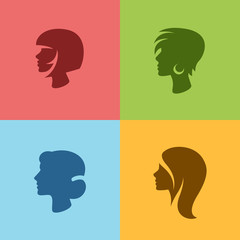 Woman silhouettes Logo vector Beauty Fashion Cosmetics Girl icon