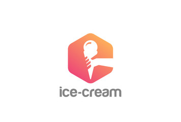 Hand holding Ice-cream cone Logo vector. Sweet Candy shop icon