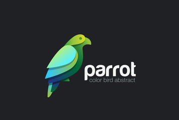 Colorful Parrot sitting abstract Logo design vector template