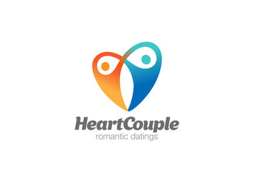 Love Heart Couple Hug Logo vector. Dating Valentines day icon