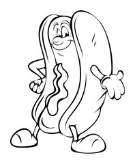 Happy Cartoon Hot Dog Vector Drawing