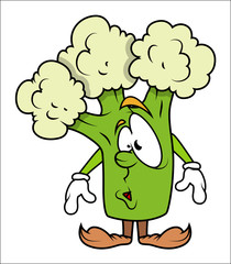 Scared Cartoon Broccoli Vector