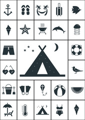 Summer icons set, Vector
