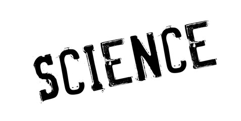 Science rubber stamp. Grunge design with dust scratches. Effects can be easily removed for a clean, crisp look. Color is easily changed.