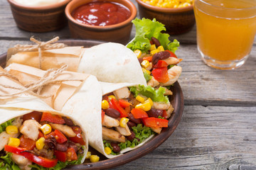 Mexican burrito with chicken