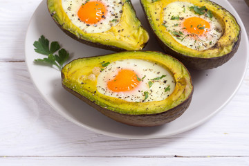 Baked avocado with eggs